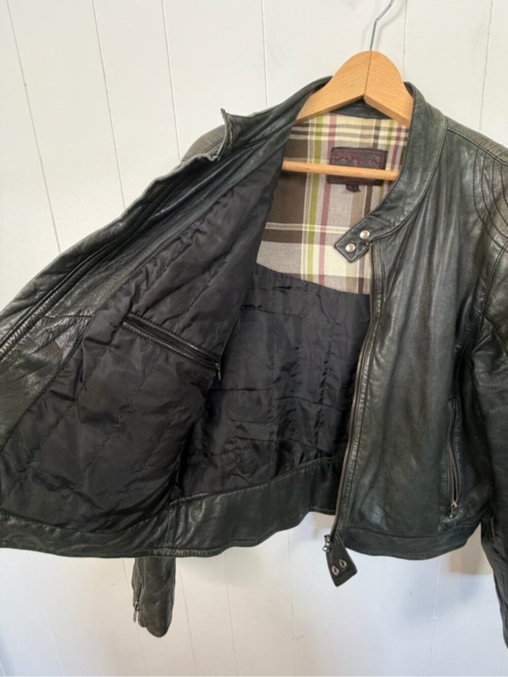 TRS by Torras Men’s Moto Bomber Soft Leather Jacket Gray SIZE USA size 42 Large - Picture 10 of 14